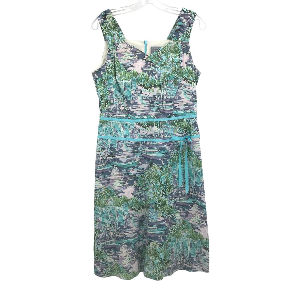 Rabbit Designs Watercolor Dress Sweetheart Neck Sleeveless Green Size 10